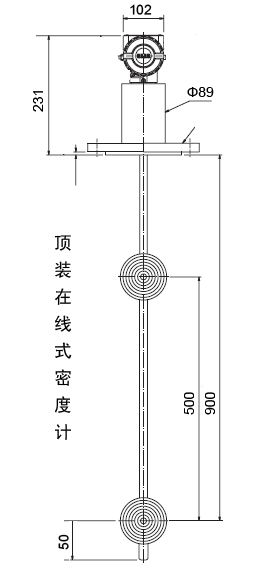 智能在线密度计外形安装尺寸图