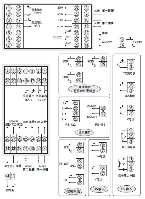 光柱阀位控制调节器SWP-T825接线图