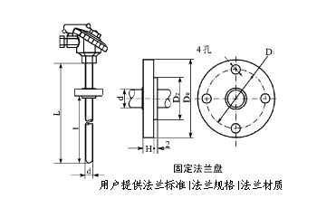 固定法兰安装整体钻孔热电阻