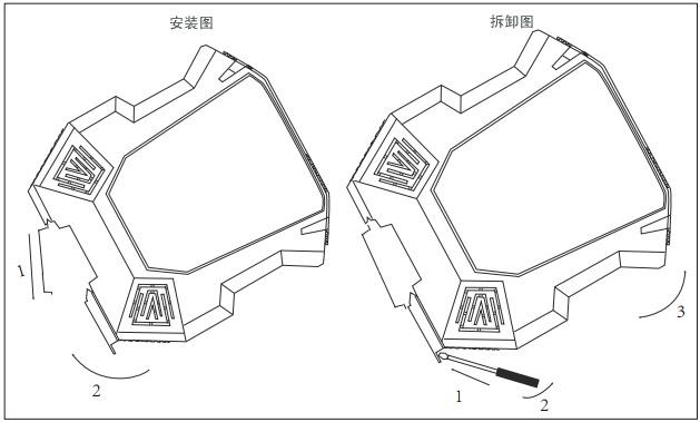 热电阻信号报警设定器安装和拆卸示意图