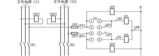 变压器强油循环风冷却器工作和备用电源自动切换回路接线图