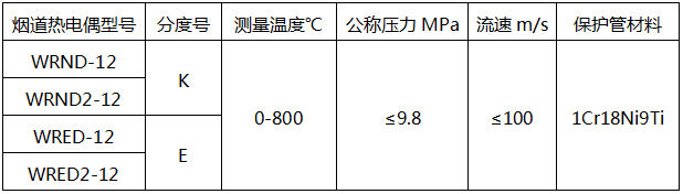 烟道热电偶型号及技术参数-电站热电偶