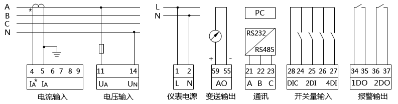 单相有功功率表接线图