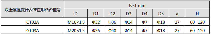 双金属温度计安装直型凸台