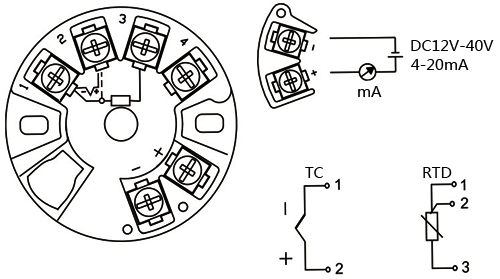 热电阻一体化温度变送器接线图