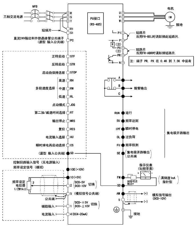 三菱FR-A540型变频器总接线