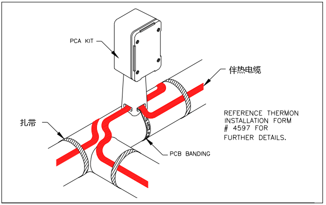双根伴热带电源盒的电伴热安装图