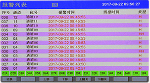 彩色无纸记录报警列表画面