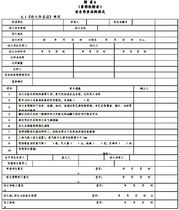 动火工作票