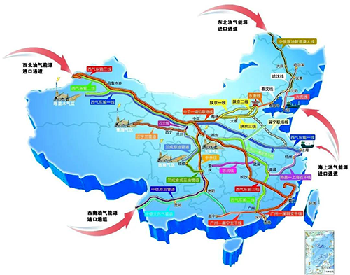 我国境外油气能源进口通道路线图