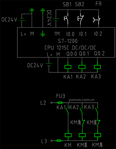 PLC的外部接线图和继电器转换电路