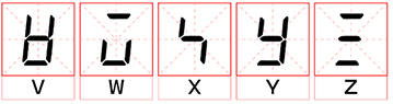 岛电温控器数码字形对照表(字母V~Z)