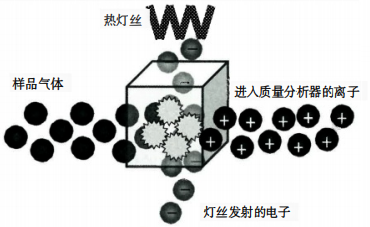 电子轰击型离子源原理示意图